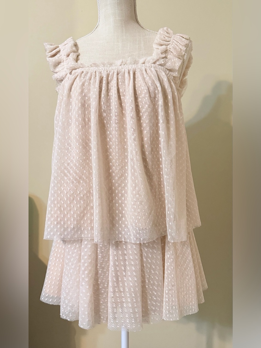 New Beige Swiss Dot Skirt set